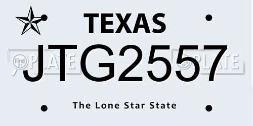 JTG2557 Texas License Plate