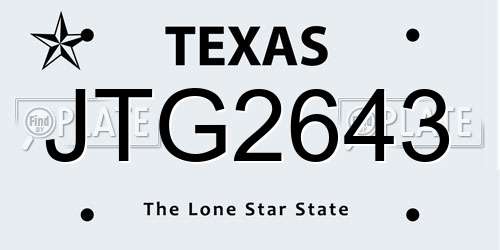 JTG2643 Texas License Plate