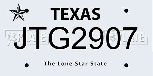 JTG2907 Texas License Plate
