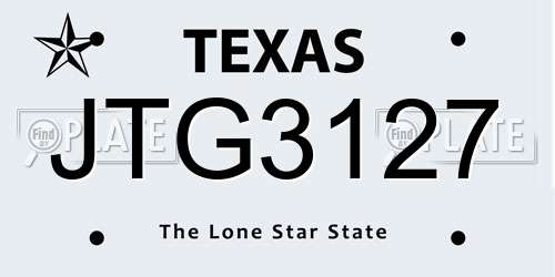 JTG3127 Texas License Plate