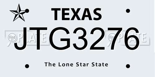 JTG3276 Texas License Plate