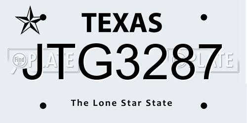 JTG3287 Texas License Plate