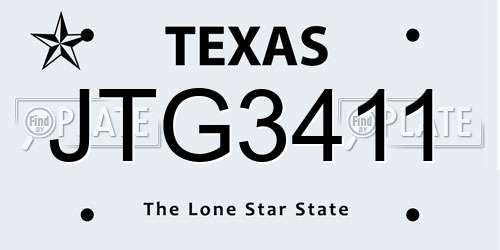 JTG3411 Texas License Plate