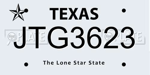JTG3623 Texas License Plate