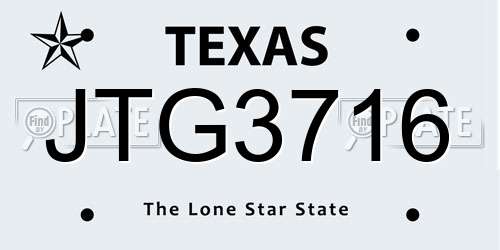 JTG3716 Texas License Plate