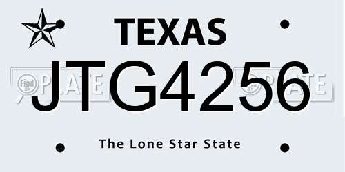 JTG4256 Texas License Plate