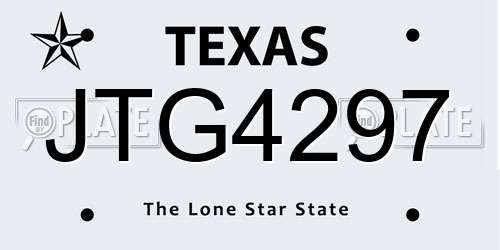 JTG4297 Texas License Plate