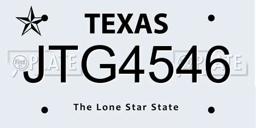 JTG4546 Texas License Plate