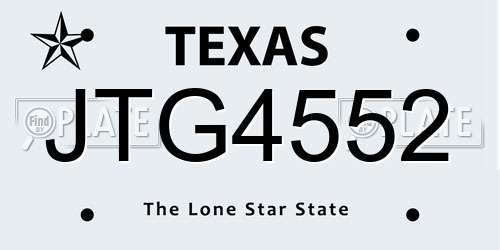 JTG4552 Texas License Plate