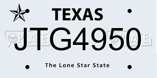 JTG4950 Texas License Plate