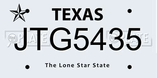 JTG5435 Texas License Plate