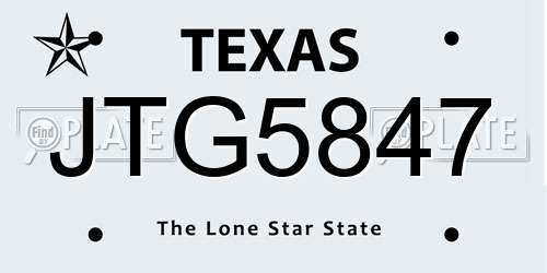 JTG5847 Texas License Plate