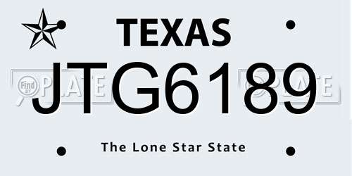 JTG6189 Texas License Plate