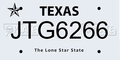 JTG6266 Texas License Plate