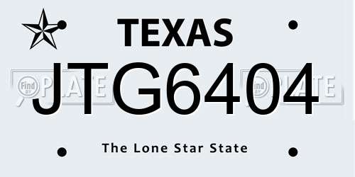 JTG6404 Texas License Plate