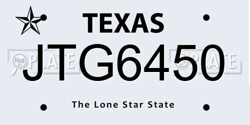 JTG6450 Texas License Plate