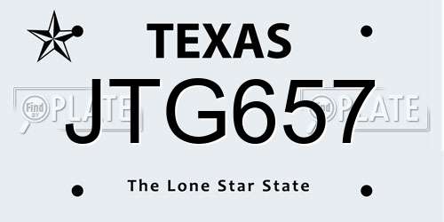 JTG657 Texas License Plate