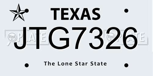 JTG7326 Texas License Plate