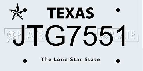 JTG7551 Texas License Plate