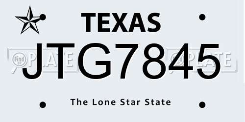 JTG7845 Texas License Plate