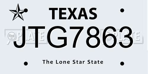 JTG7863 Texas License Plate