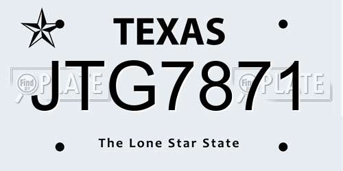 JTG7871 Texas License Plate