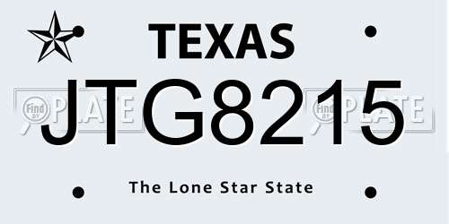 JTG8215 Texas License Plate