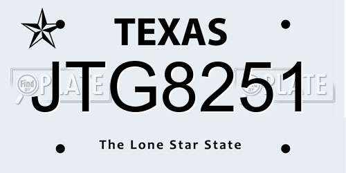 JTG8251 Texas License Plate