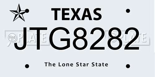 JTG8282 Texas License Plate