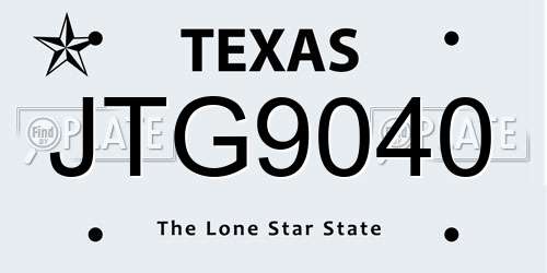 JTG9040 Texas License Plate