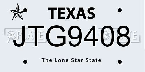 JTG9408 Texas License Plate