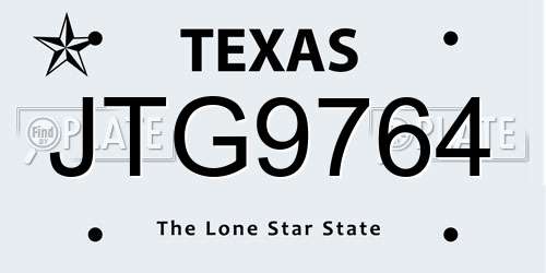 JTG9764 Texas License Plate