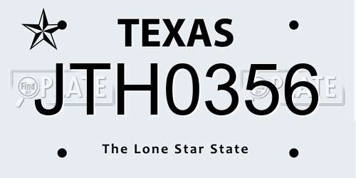 JTH0356 Texas License Plate