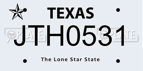 JTH0531 Texas License Plate