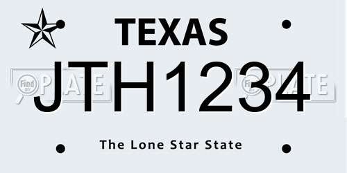 JTH1234 Texas License Plate