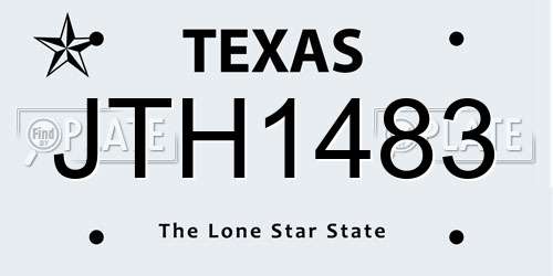 JTH1483 Texas License Plate