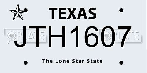 JTH1607 Texas License Plate