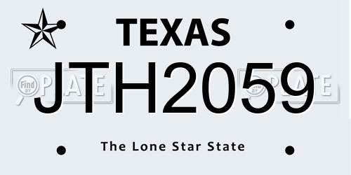 JTH2059 Texas License Plate