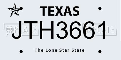 JTH3661 Texas License Plate