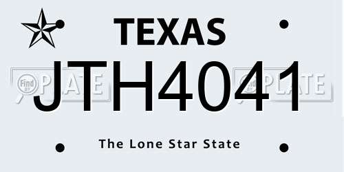 JTH4041 Texas License Plate