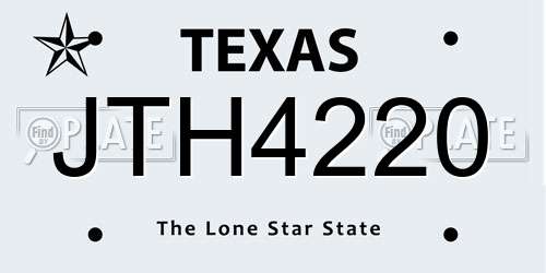 JTH4220 Texas License Plate