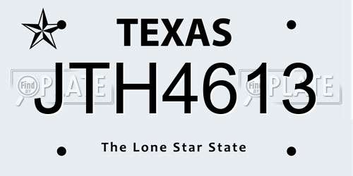 JTH4613 Texas License Plate