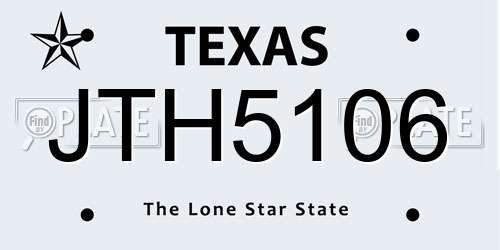 JTH5106 Texas License Plate