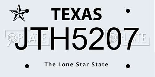 JTH5207 Texas License Plate