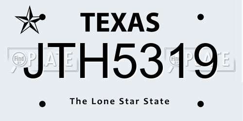JTH5319 Texas License Plate