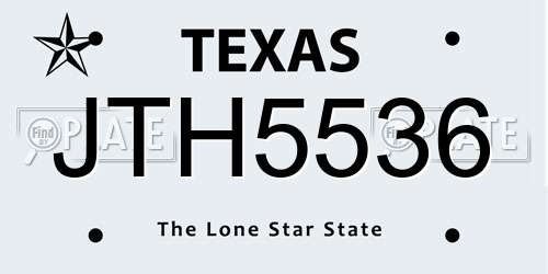 JTH5536 Texas License Plate