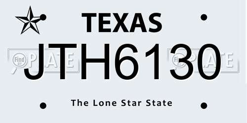 JTH6130 Texas License Plate