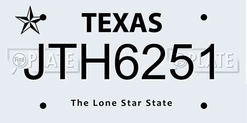 JTH6251 Texas License Plate