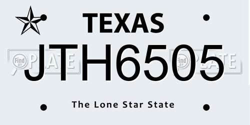JTH6505 Texas License Plate