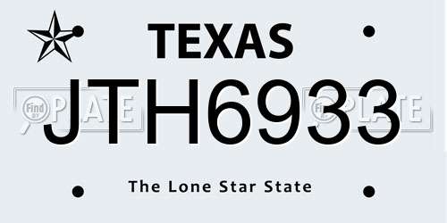 JTH6933 Texas License Plate